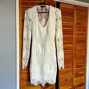 Lulus White long Sleeve Lace Dress